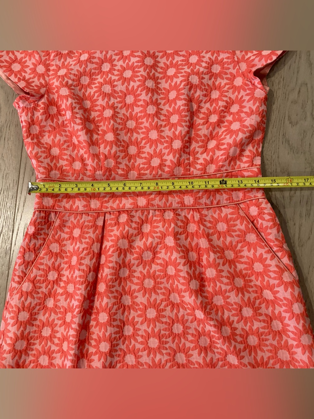 Boden Coral Pink Daisy Jacquard Shift Dress 6 - Picture 7 of 10